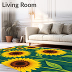 Golden Sunflower Field Garden Rug