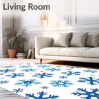 Deep Blue Snowflake Scatter Rug