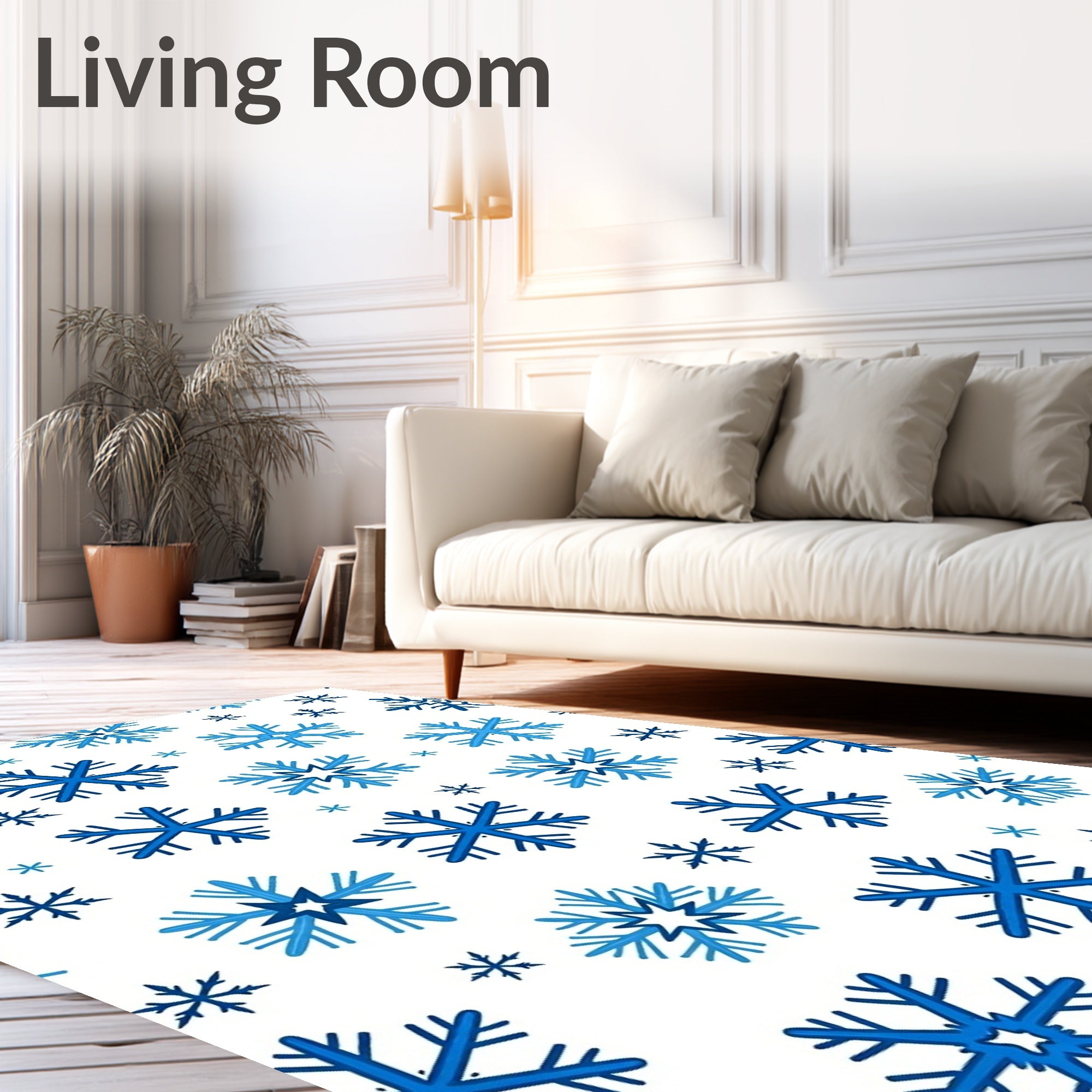 Deep Blue Snowflake Scatter Rug