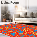 Red Alphabet Question Mark Collage Rug