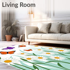 Whimsical Orange Purple Butterfly Garden Rug