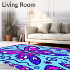 Vibrant Fuchsia Butterfly Swirls Rug
