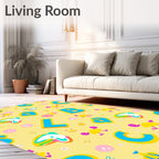 Yellow Blue Alphabet Cute Characters Rug