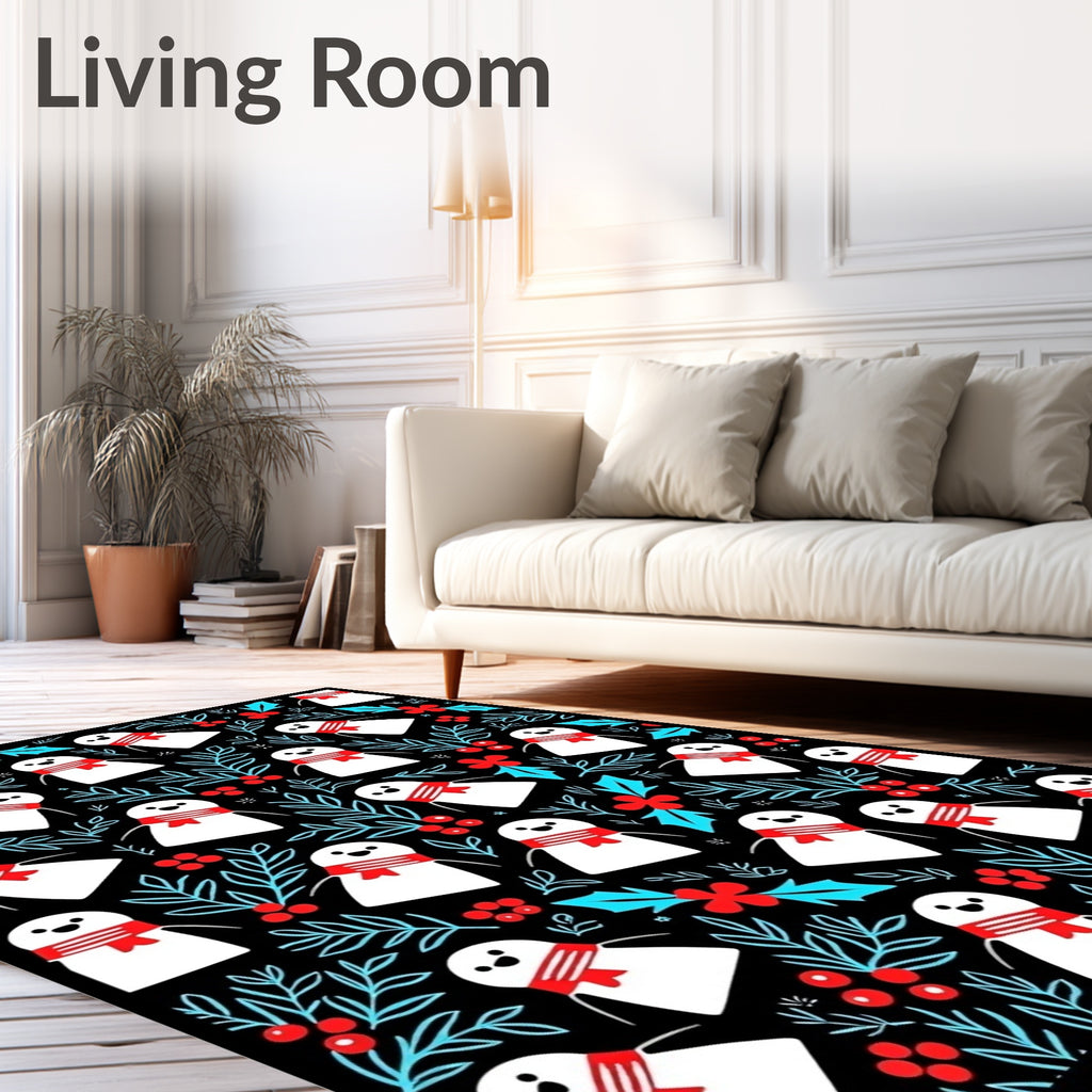 Charming Snowman Red Scarf Holly Rug