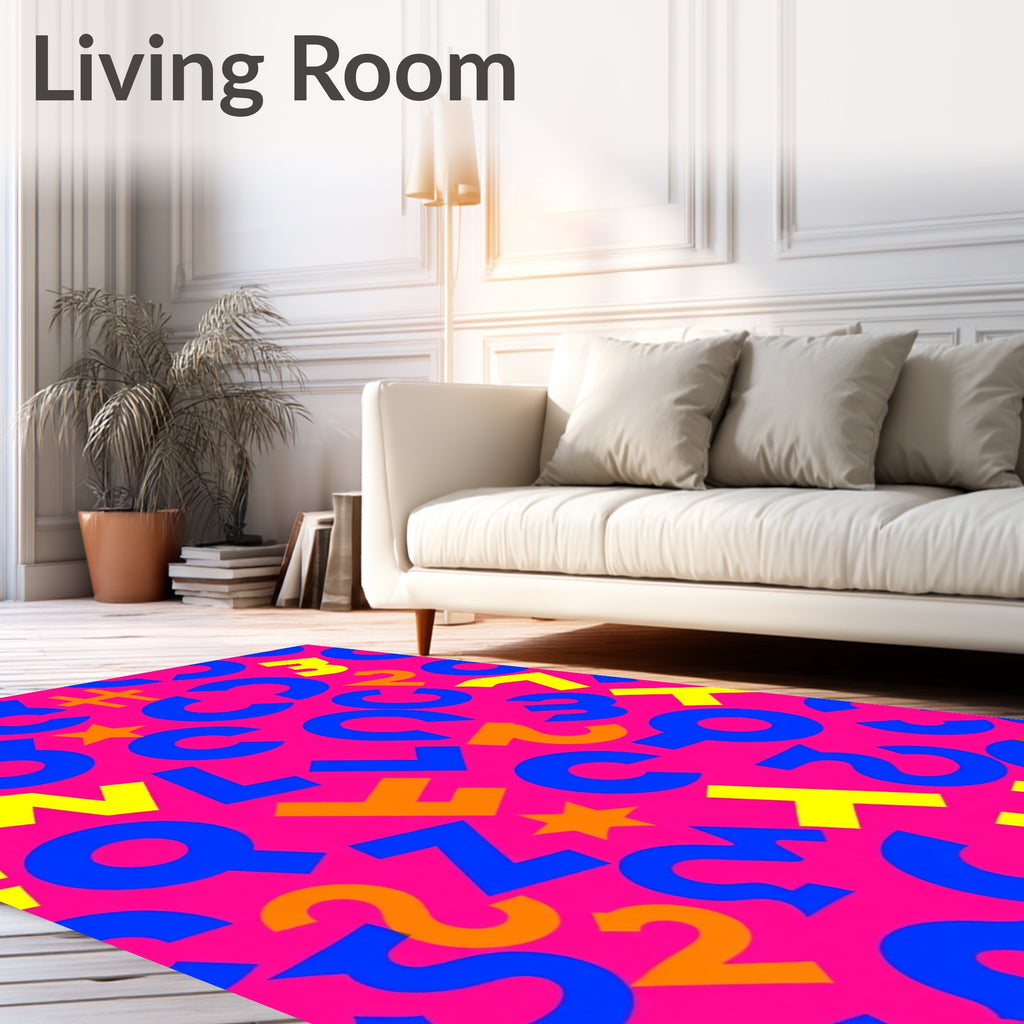 Bold Blue Yellow Orange Alphabet Explosion Rug