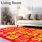 Bright Red Yellow Pop Numbers Rug