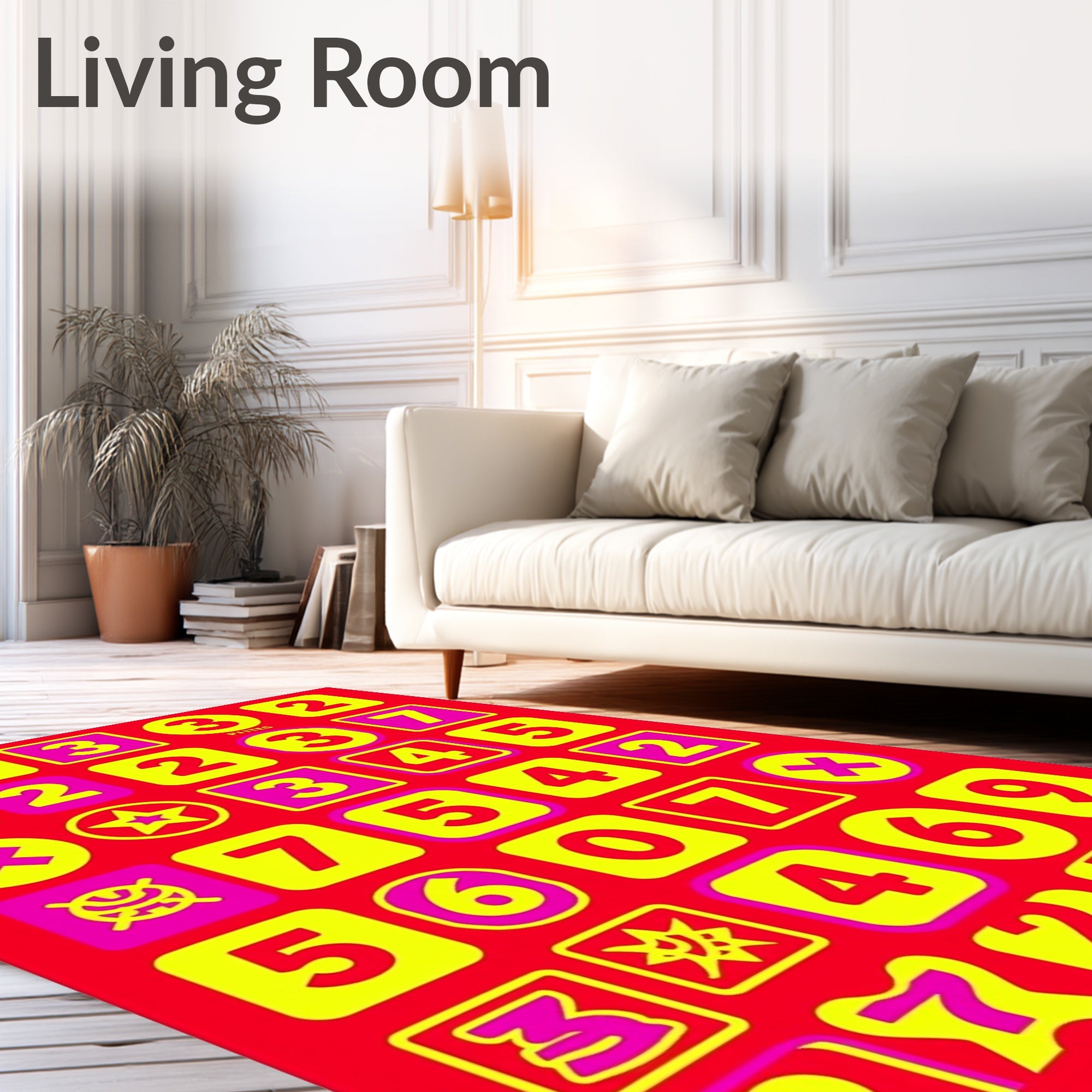 Bright Red Yellow Pop Numbers Rug