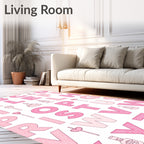 Pink Alphabet And Icons Whimsical Rug