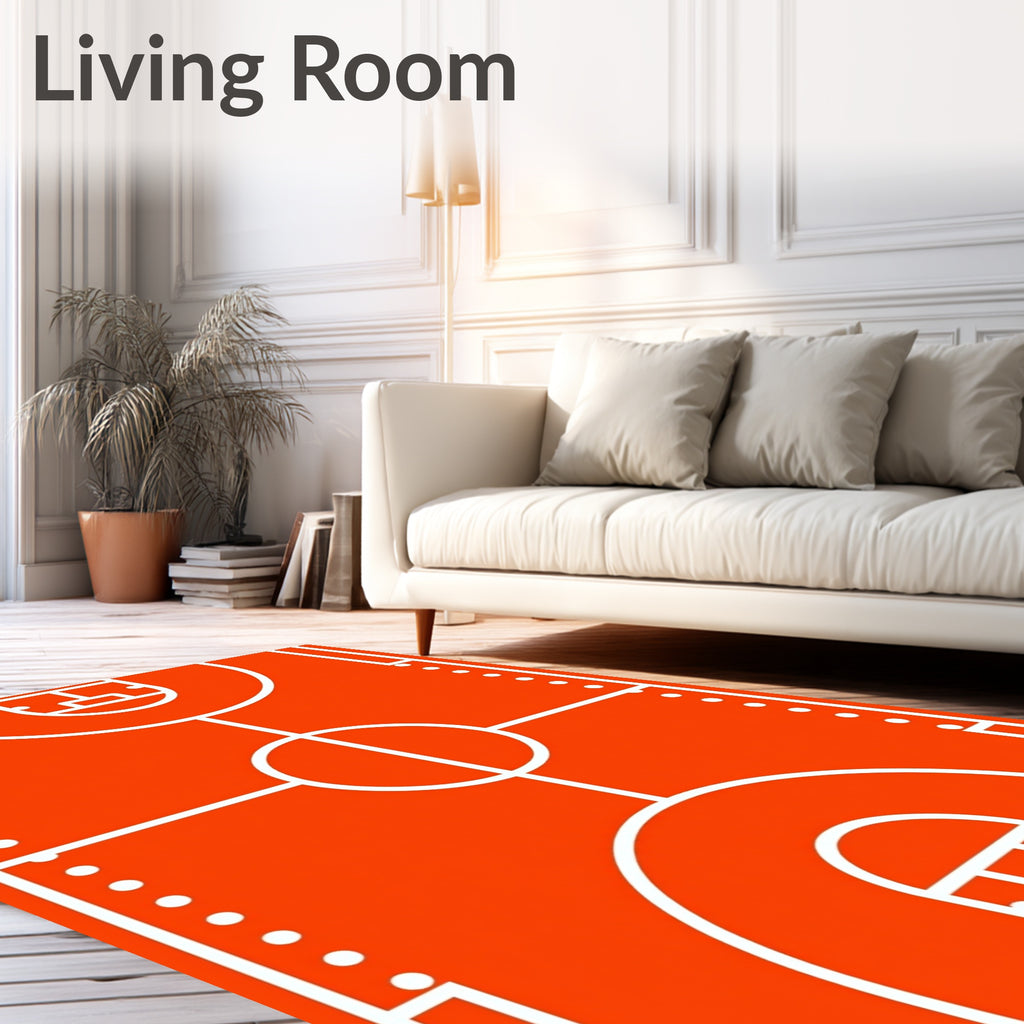 Orange White Court Lines Rug