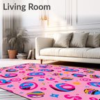 Playful Pink Bold Cartoon Letters Rug