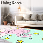 Pink Dreamy Cat Starry Night Rug