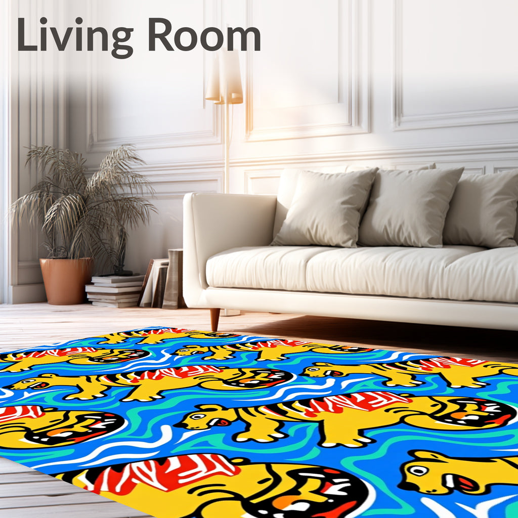 Yellow Tiger Waves Repeating Pattern Rug