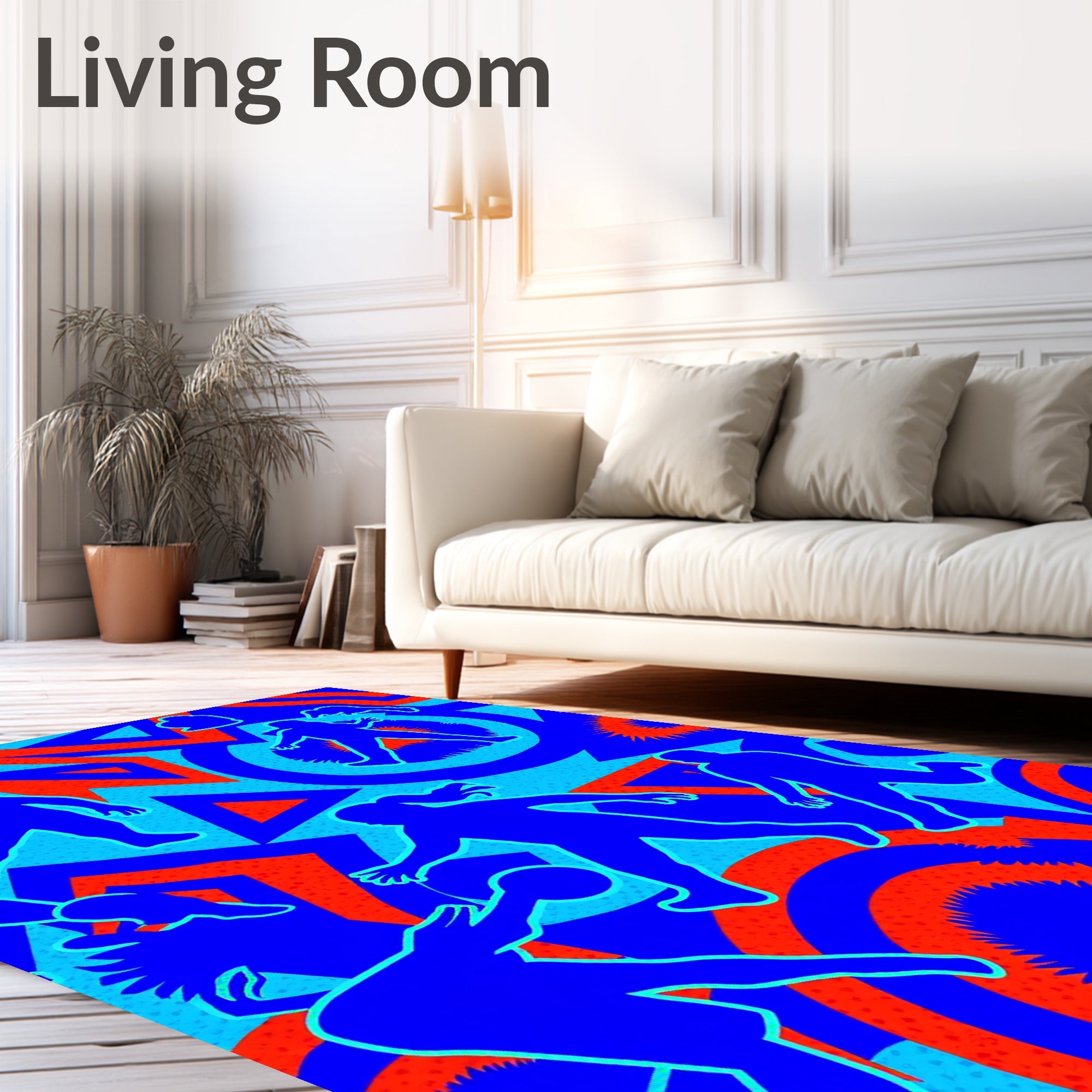 Abstract Blue Orange Figures Circles Rug