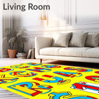 Bold Red Yellow Blue Alphabet Graphic Rug