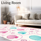 Pink Teal Seashell Bubble Cluster Rug