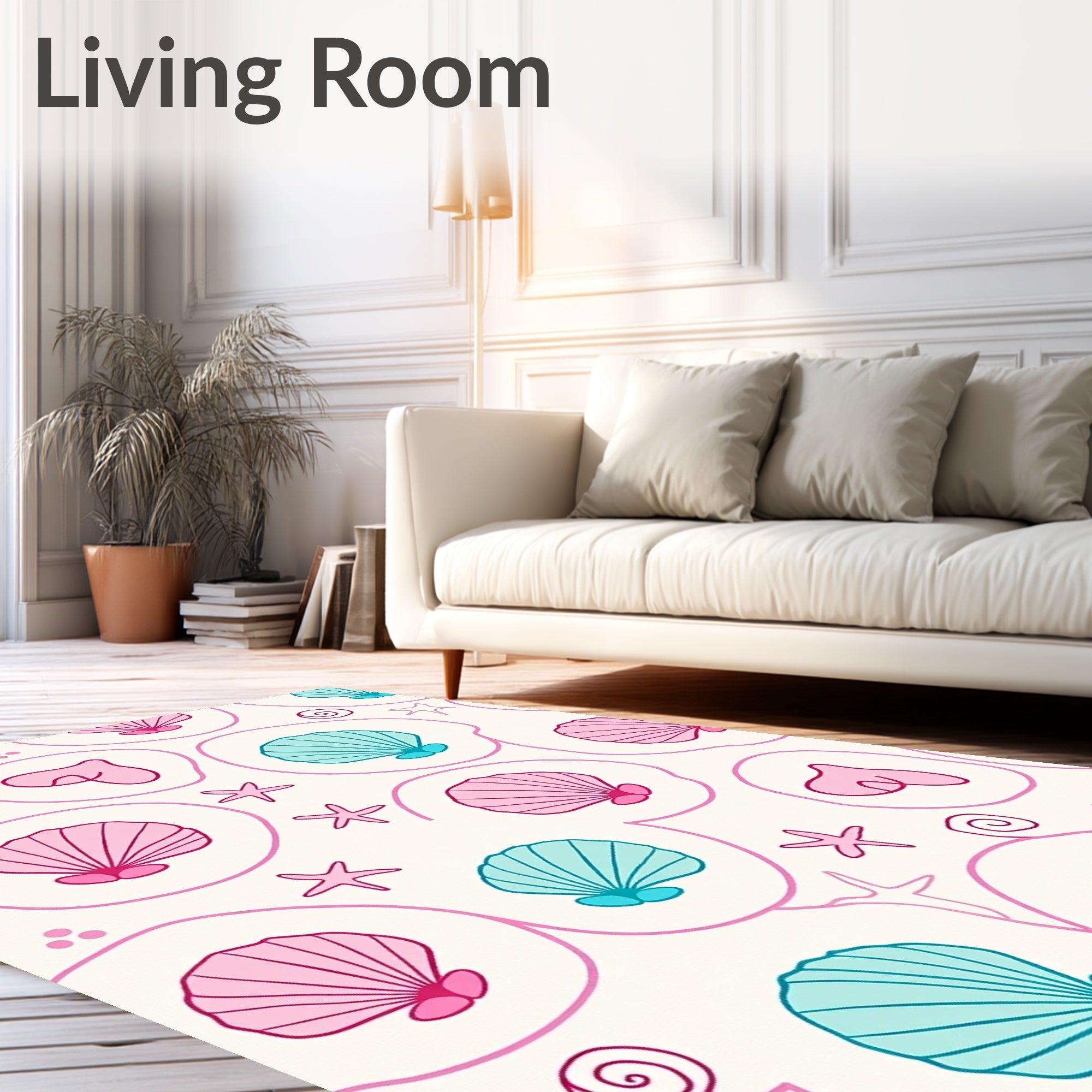 Pink Teal Seashell Bubble Cluster Rug