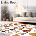 Farm Animals Barn Hay Bales Whimsical Red Rug