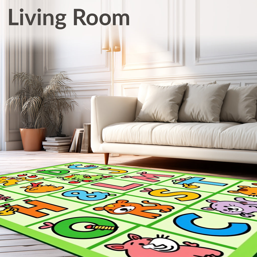 Alphabet Animals Playful Cartoon Rug