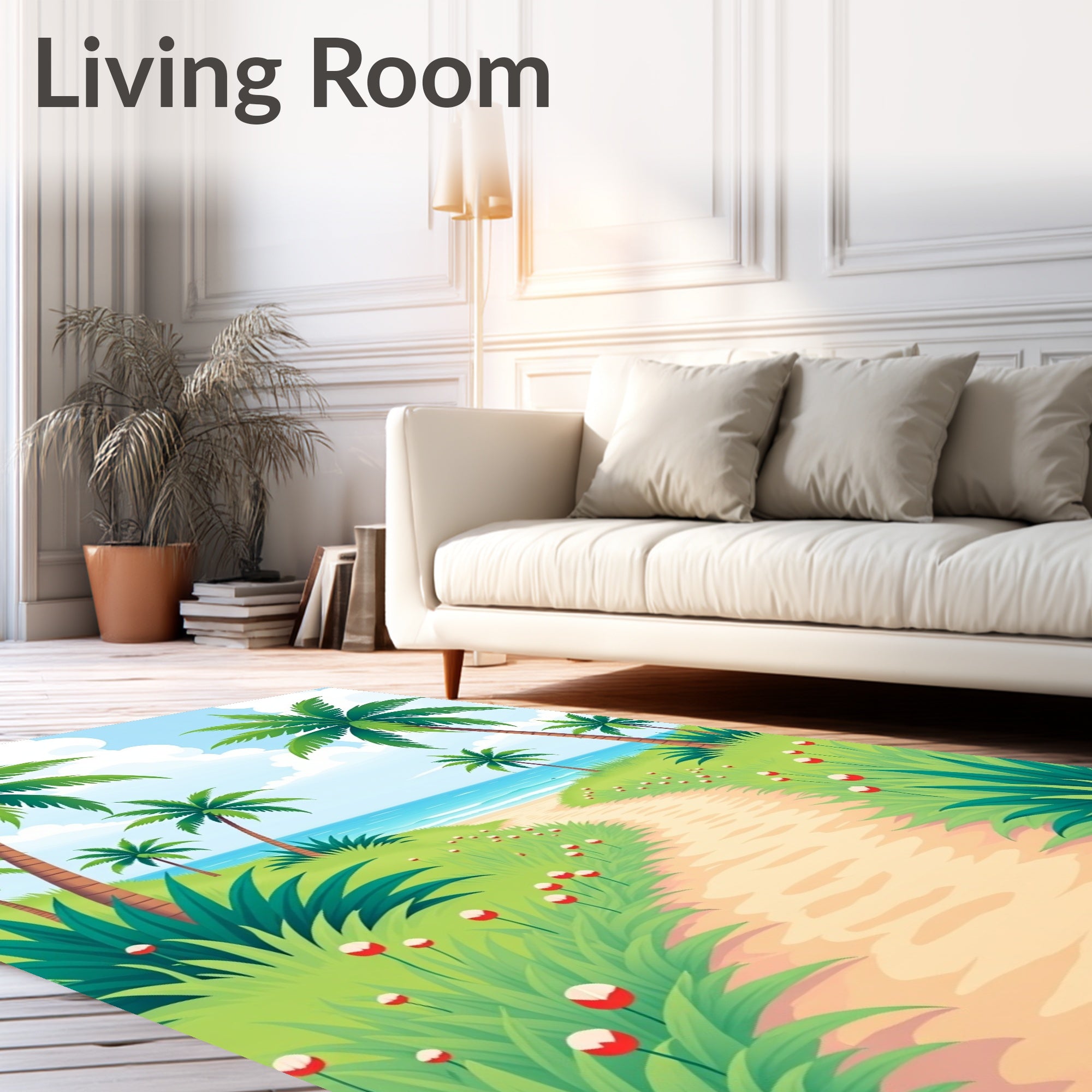 Tropical Palm Tree Lined Beach Pathway Rug