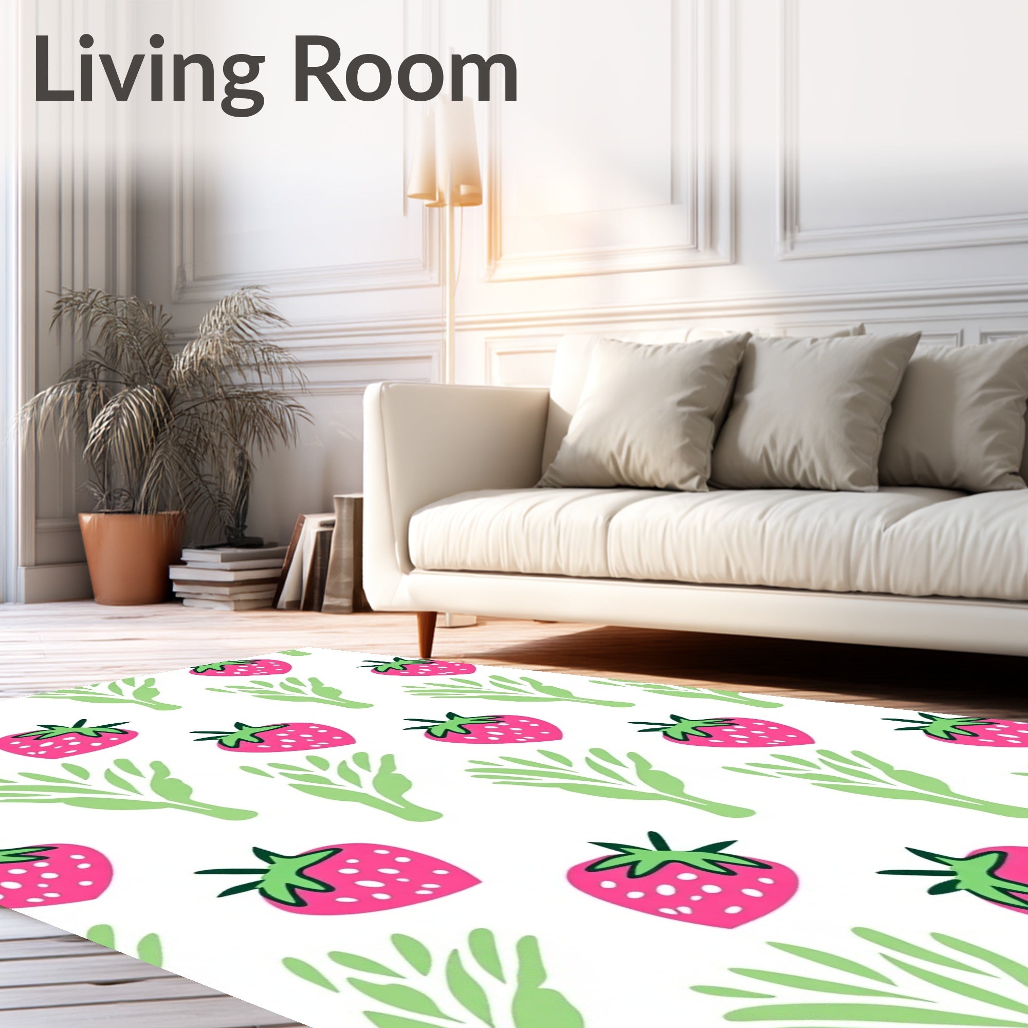 Pink Strawberry Garden Whimsical Rug