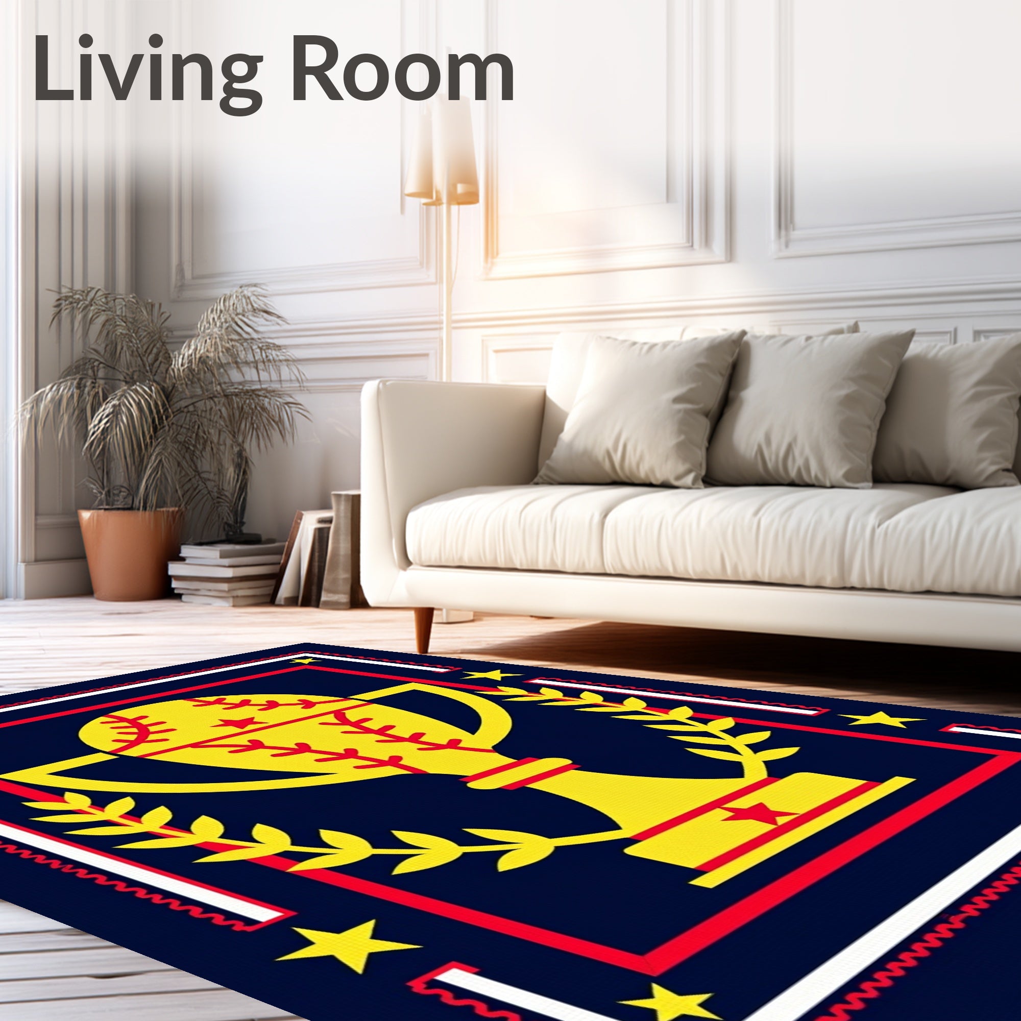 Winning Trophy Baseball Field Border Rug