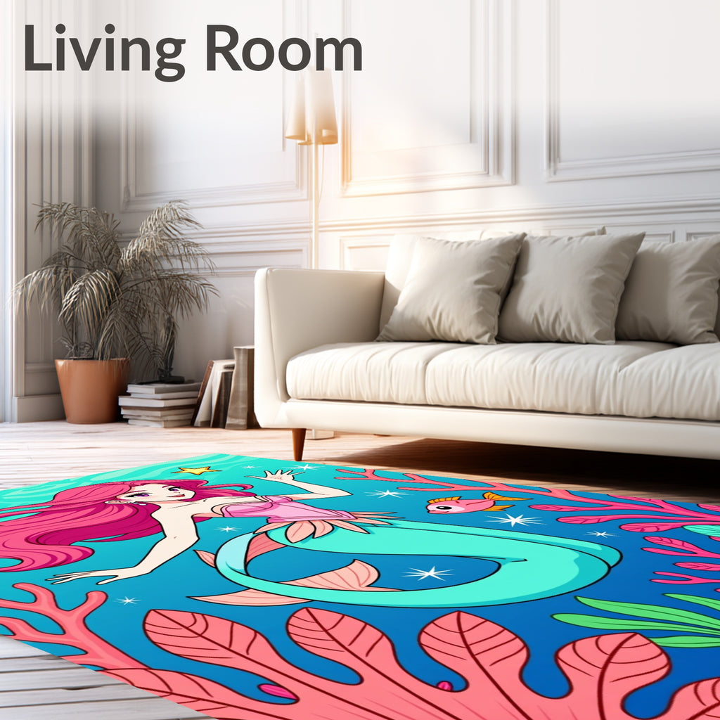 Pink Mermaid Aquatic Coral Garden Rug