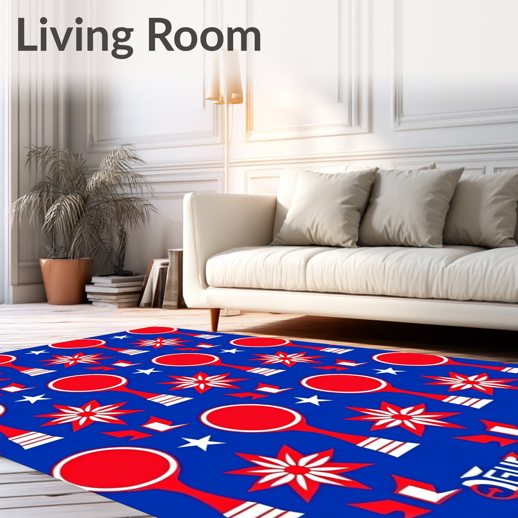 Red White Star Globe Arrangement Rug