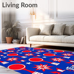 Red White Star Globe Arrangement Rug