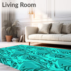 Aqua Abstract Tropical Leaf Rug