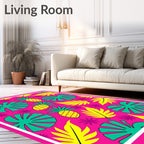 Vibrant Pink Pineapple Tropical Foliage Rug