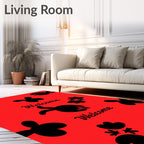 Red Black Whimsical Turtle Collection Rug