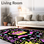Bold Pink Yellow Crown Starburst Rug