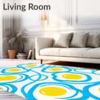 Whimsical Blue Sunny Side Up Egg Rug