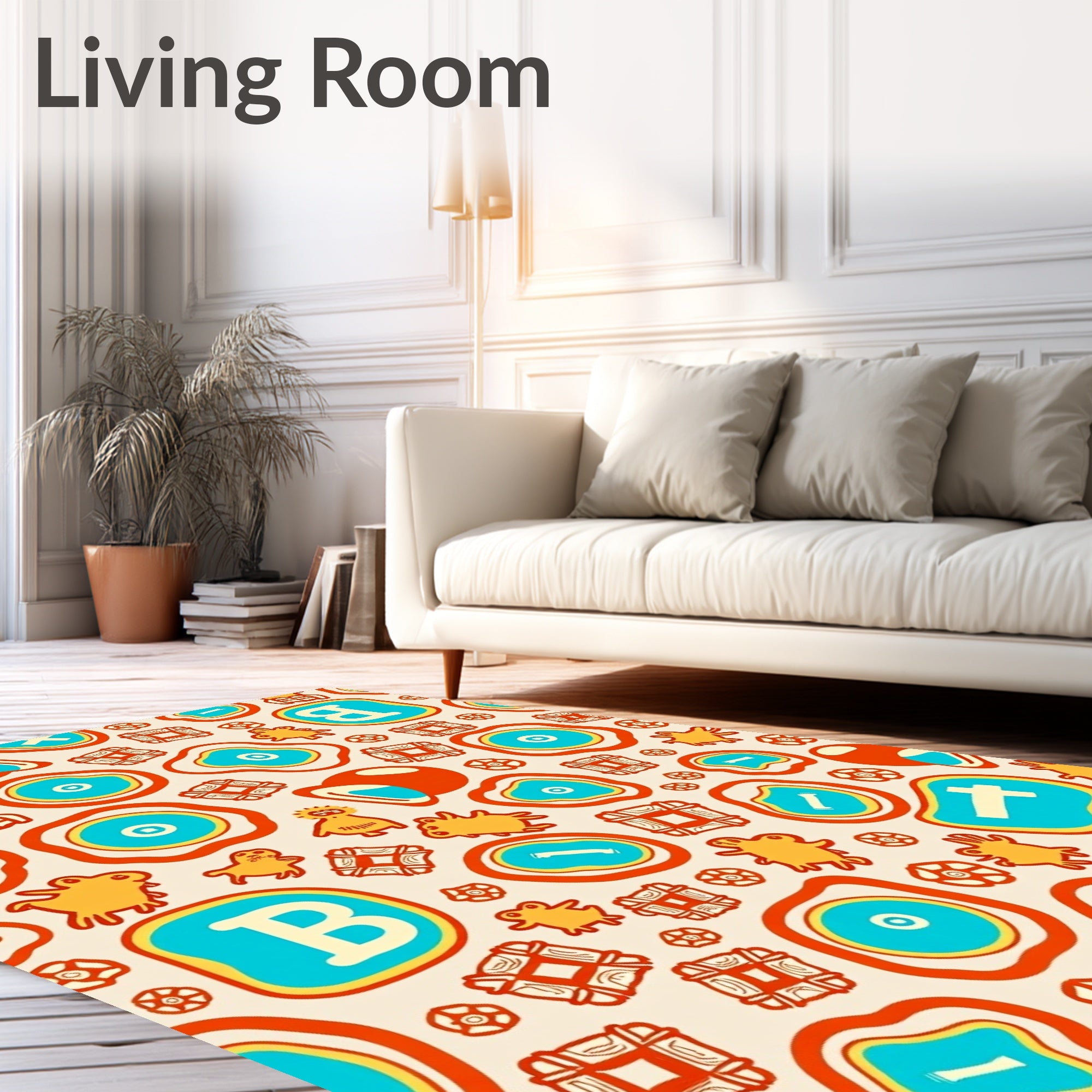 Whimsical Abstract Animals And Shapes Rug