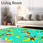 Cheeky Monkeys Yellow Stars Ocean Blue Rug