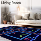Neon Grid Square Abstract Rug