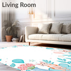 Playful Kittens Balloons Floral Branches Rug
