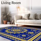 Royal Blue Yellow Ornate Mandala Rug