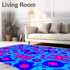 Bright Pink Blue Alphabet Collage Rug