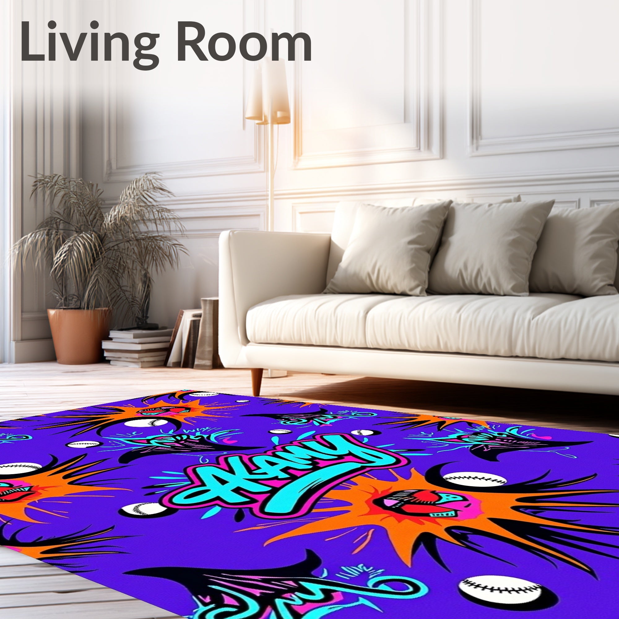 Bold Purple Explosions Baseball Rug