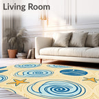 Coastal Blue Swirls Starfish Motif Rug