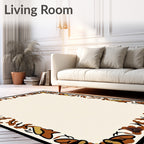 Earthy Tones Abstract Floral Border Rug