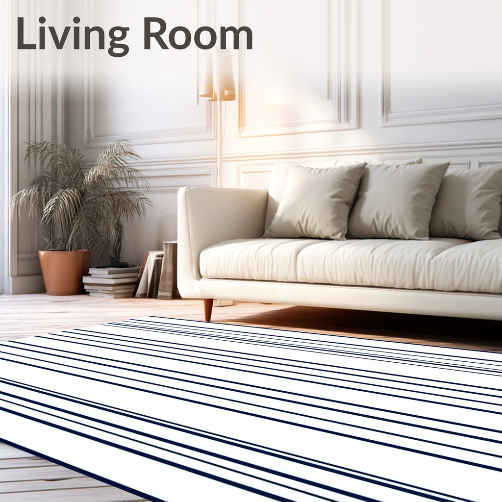 Classic Navy Vertical Stripes Rug