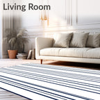 Classic Navy Vertical Stripes Rug