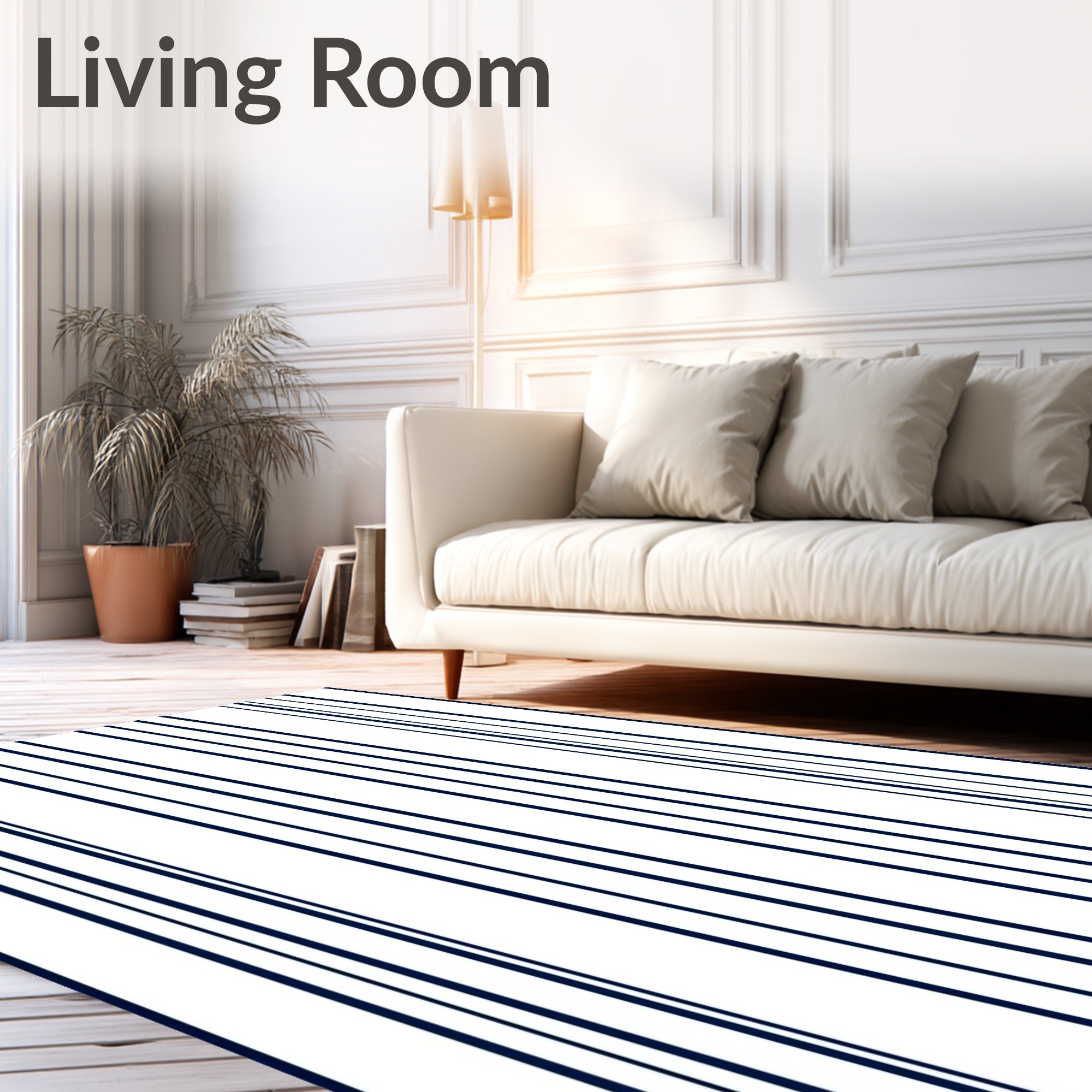 Classic Navy Vertical Stripes Rug