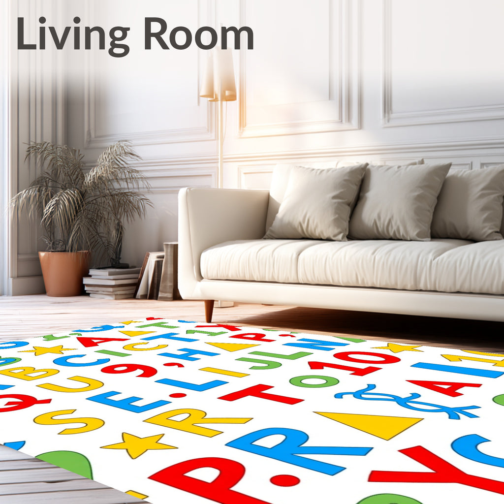 Alphabetical Colorful Scattered Blocks Rug
