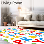 Alphabetical Colorful Scattered Blocks Rug