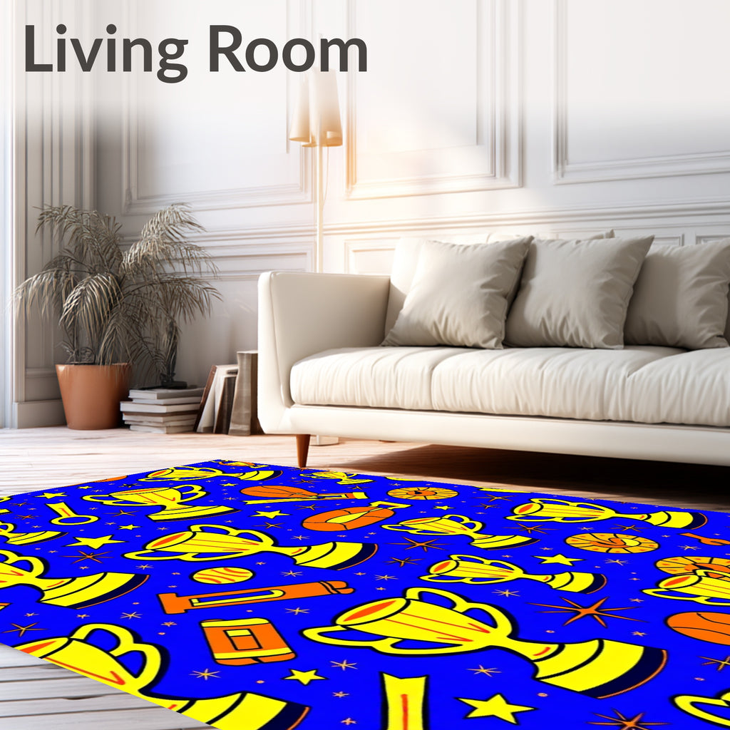 Golden Trophy Starburst Blue Rug