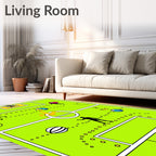 Vivid Green Football Action Players Rug