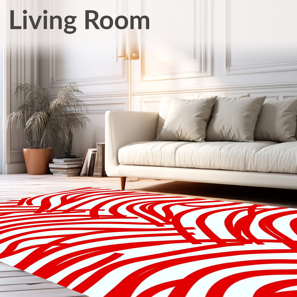 Bold Red Woven Curving Lines Rug